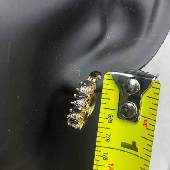 ROSS SIMONS Diamond Sapphire Vermeil Yellow Gold Sterling Silver Hoop Earrings - Picture 8 of 9